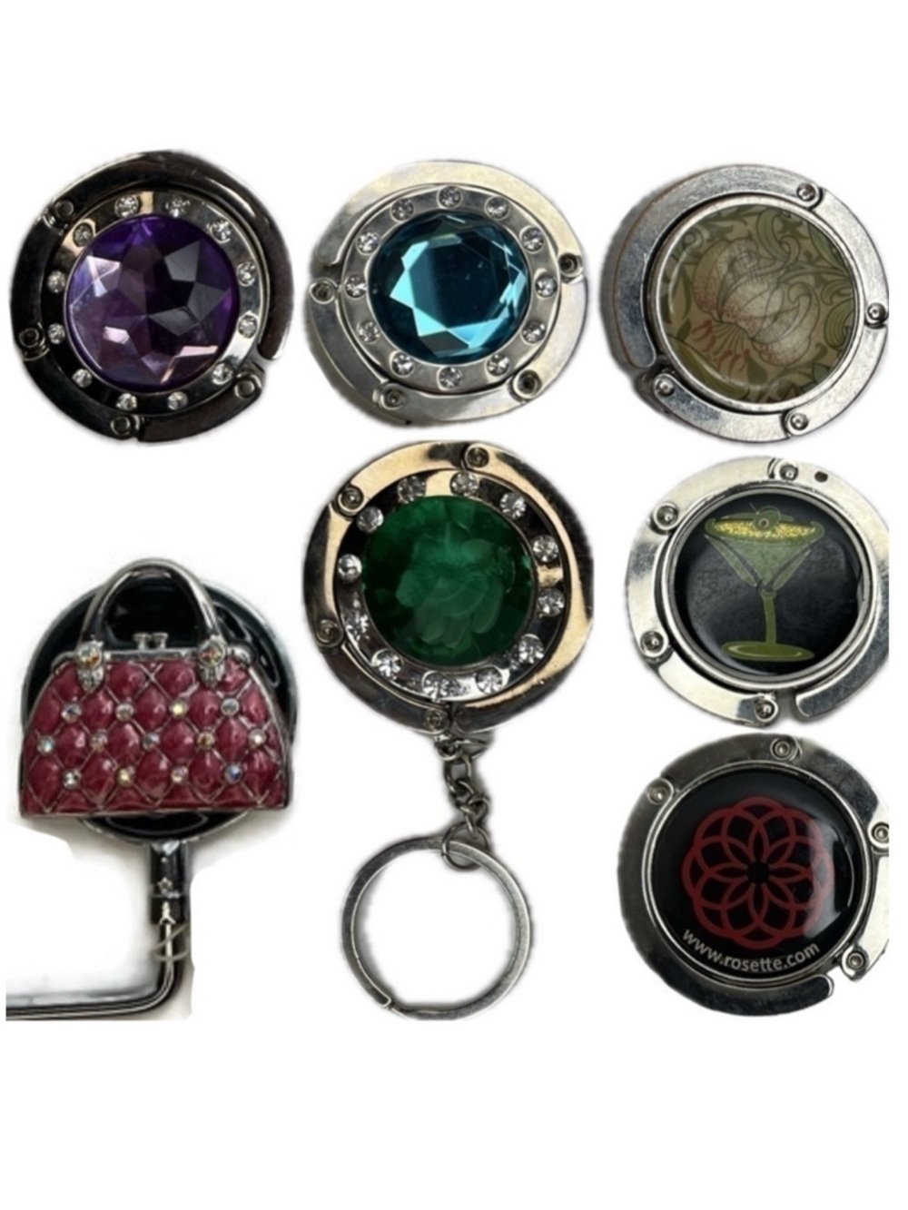 Purse Handbag Magnetic Table Side Portable Hook Crystal Flower Extension Bag